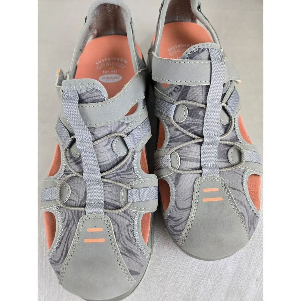 Dr Scholls Adelle Rek Women 7M Gray Peach Sporty Fisherman Sandals Walking Shoes